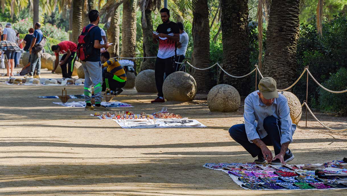 Street vendors in park Guell